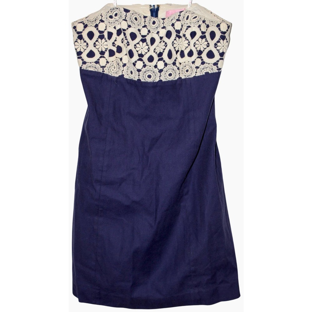 Women's Lilly Pulitzer Bowen 78374 Blue White Cotton Floral Strapless Dress Sz 4